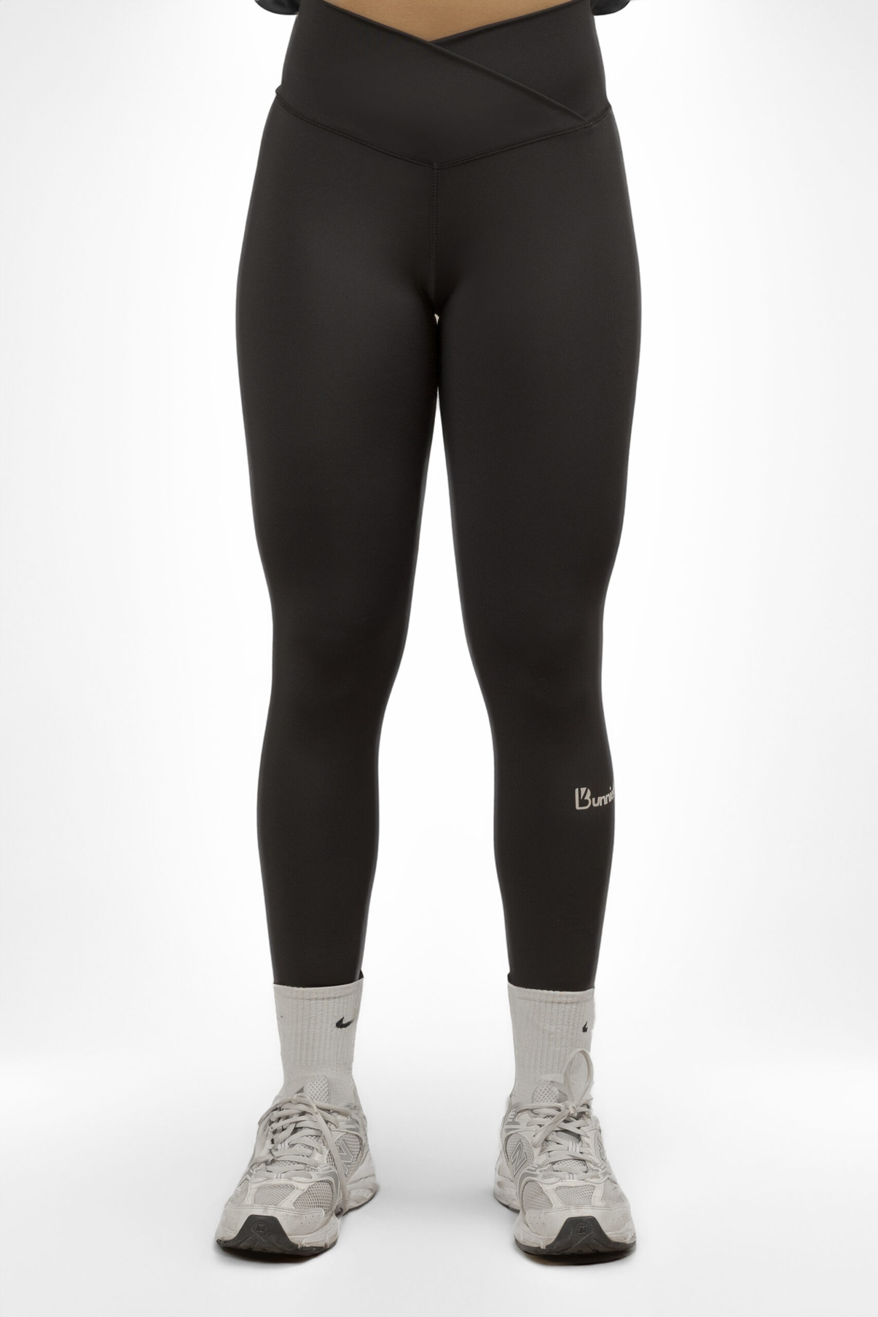 High Waist Crossover Leggings - Black